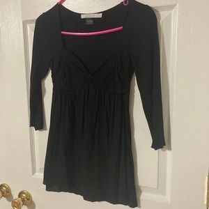 Cutest Sexy Top Flowy 3/4 Sleeve Bow Shape Bust Black Blouse Charlotte Russe
